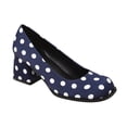 thumbnail image 3 of AJGRHE Women's Square Cap Toe Low Block Pumps Comfortable Cute Polka Dot Heels for Women Wedding Party Prom Nightclub On Black White Formal Dress Shoes Navy 38, 3 of 10
