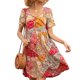 thumbnail image 2 of Jumpingount Vestido bohemio con cuello en V Vestido de manga corta Mujer Ropa de verano Vestidos S, 2 of 6