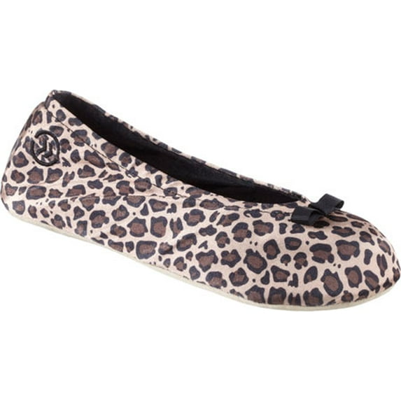 Women's Isotoner Satin Ballerina Cheetah L M