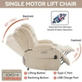 thumbnail image 5 of Large Power Lift Recliner Chairs with Massage and Heat for Elderly, Heavy Duty Safety Motion Reclining Mechanism Chenille Skid Fabric Recliner Chair with USB&Type-C Ports and Cup Holders, 5 of 12