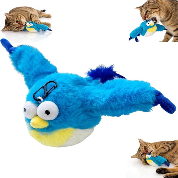 Foreseeon Interactive Chirping Bird Cat Toy, Upgraded Simulated Chirping Bird, 2026 Upgrade Flying Bird Cat Toy Flapping Bird Toy with Flapping Wings for Bored Indoor Adult Cats (#4)