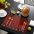 thumbnail image 3 of Red Boho Placemats Set of 4, Vintage Ethnic Tribe Abstract Art Retro Placemats for Dining Table, Place Mats for Kitchen Tabletop, Waterproof Wipeable Dining Table Mats Set, 3 of 9