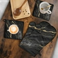 thumbnail image 5 of Black Gold Marble Pattern Kitchen Oven Mitt and Pot Holder Sets 2 Pcs for Baking, Cooking and Grilling, Heat Resistant Up To 392 °F, 5 of 7