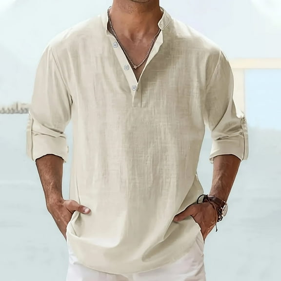Men’s Cotton Linen Shirts Button Down Breathable Button-down Lightweight Shirt Casual & Business Wear Clothing