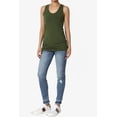 thumbnail image 6 of TheMogan Women's Basic Scoop Neck Racerback Stretch Cotton Tank Top Sleeveless Sporty Tee Army Green S, 6 of 7