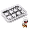 thumbnail image 1 of Juego de 8 cubos de acero inoxidable para enfriar bebidas con pinzas y caja de almacenamiento, plata., 1 of 6