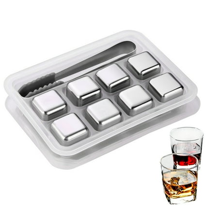 

8pcs Reusable Stainless Steel Ice Cubes Chilling Stones for Whiskey Juice Cool Drinks