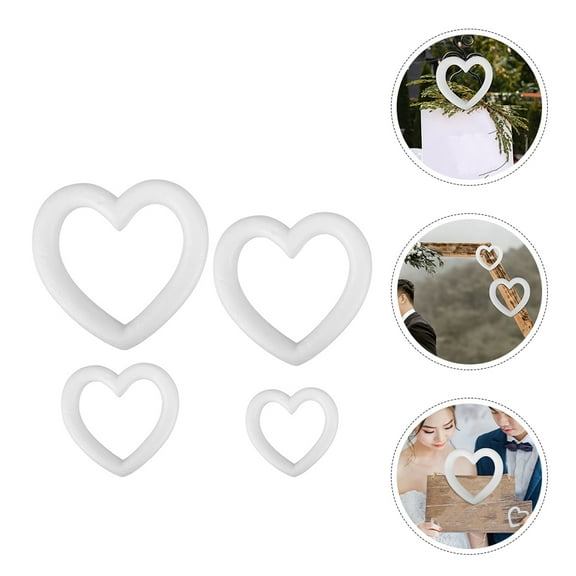 Masteelf 4pcs Heart Shaped Flower Foam Wreath Form for Crafts
