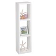 thumbnail image 3 of Étagère de rangement murale blanche à trois cubes en bambou, 3 of 7