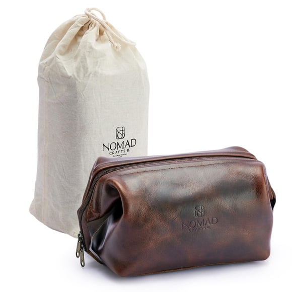 Premium Leather Travel Toiletry Bag for Men and Women, King-Size Dopp Kit with Waterproof Lining, Mens Toiletry Travel Bag, Mens Toiletry Bag, Mens T