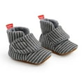 thumbnail image 5 of Juebong Infant Baby Cozy Booties Newborn Boy Girl Stay On Slipper Fall Winter Gripper Non-Slip Crib Shoes Dark Gray,12, 5 of 8