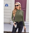 thumbnail image 2 of Ekouaer Women's Mock Turtleneck Long Sleeve Shirts Fall Ribbed Tops Fleece Basic Layering Soft Thermal Undershirts Tee, 2 of 6