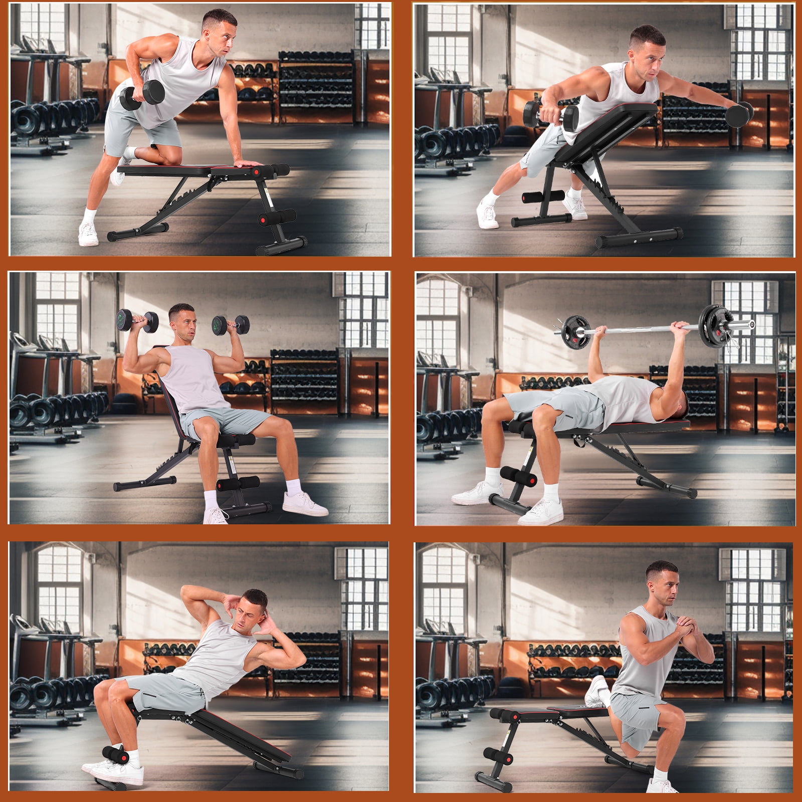 VIBESPARK 660LBS Foldable Weight Bench for Home Gym, Workout Bench Press with Fast 8 Adjustable Backrests, Incline/Flat/Decline Olympic Bench for Full Body Strength Training
