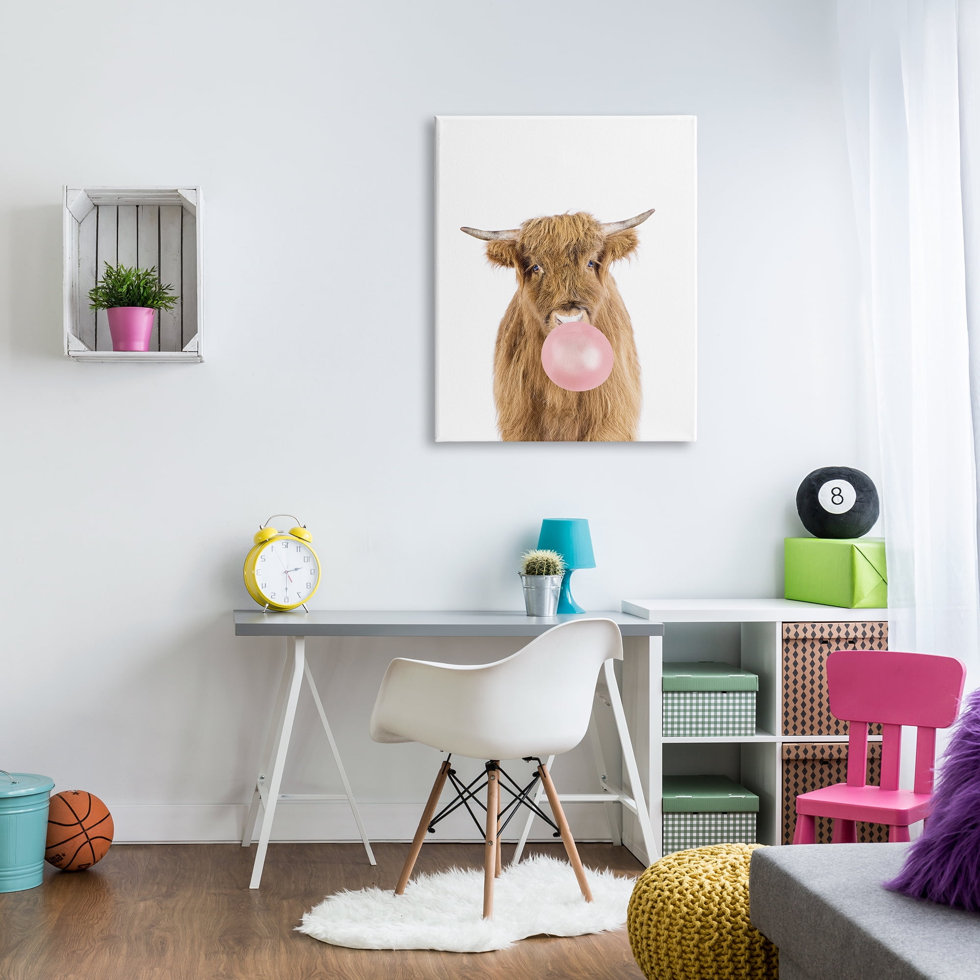 Stupell Industries Highland Cattle Bubblegum Animals & Insects Painting Gallery Wrapped Canvas Print Wall Art, 30 x 40