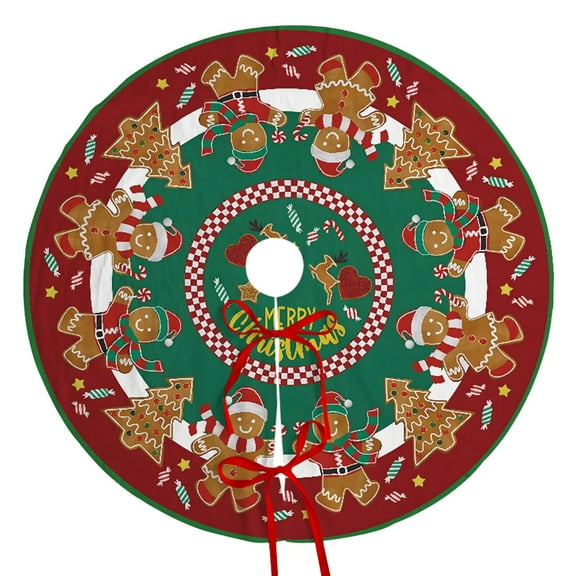 48" Gingerbread Man Printing Tree Skirt, Christmas Tree Dress, Festive Atmosphere, Christmas Home Decor, Christmas Tree Decorations, Soft Tree Mat with X'mas Pattern, Christmas Gifts