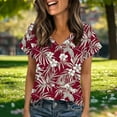 thumbnail image 3 of Cloaraye T Shirts for Women Summer V Neck Short Sleeve Shirts Fashion Floral Printed Tunic Top Springs Beach Vacation Clothes, 3 of 6