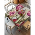 thumbnail image 6 of Pink Red Spring Floral Table Cloth, Summer Botanical Tulip Vintage Waterproof Tablecloth for Square Tables, Reusable Washable Fabric Table Cover for Restaurant Kitchen Dining Tables 54"x54", 6 of 6