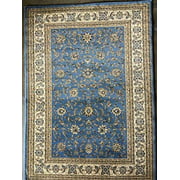 Traditional Persian Floral Oriental 330,000 Point Area Rug Blue Beige Ivory Design 601 (4 Feet X 5 Feet 9 Inch)
