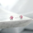thumbnail image 4 of Gem Stone King Platinum Stud Earrings for Women Men 3.00 Ct Round 6mm Pink Zirconia, 4 of 6
