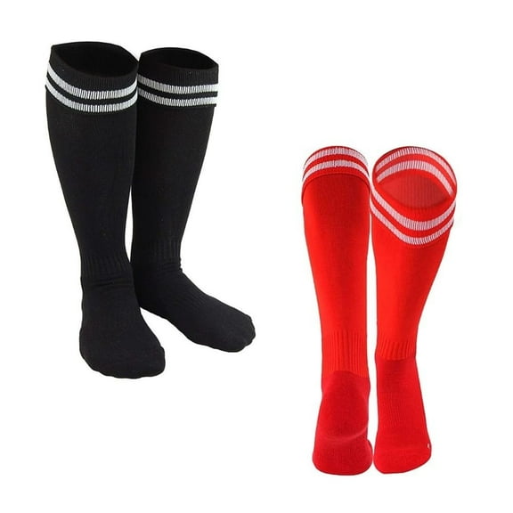 Lian LifeStyle Exceptional Boy's 2 Pairs Knee High Sports Socks for Soccer, Softball, Baseball, Soccer, and Many Other Sports XL002 Size XXS BLACK,RED