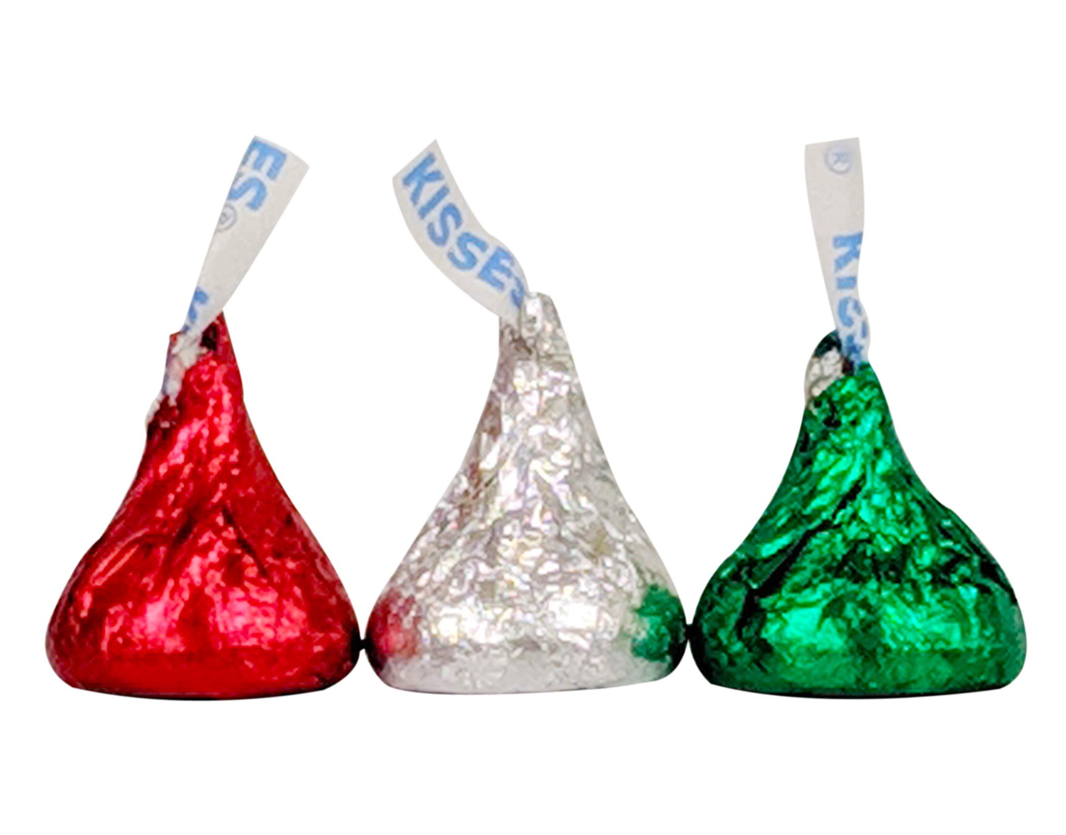 Hershey’s Milk Chocolate Kisses Christmas Edition - 2 Lb Resealable Bulk Candy Bag (approx. 200 pieces) - Chocolate Christmas Candy - Red, Silver, & Green Foil Wrapping