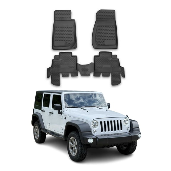 OMAC Floor Mats Liner for Jeep Wrangler 2007-2013 Unlimited TPE All-Weather 4x