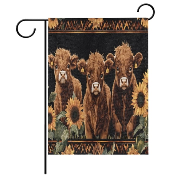 Ryvnso Highland Cow Sunflower Pattern Garden Flag 12x18 Inch Double Sided Seasonal Yard Decoration