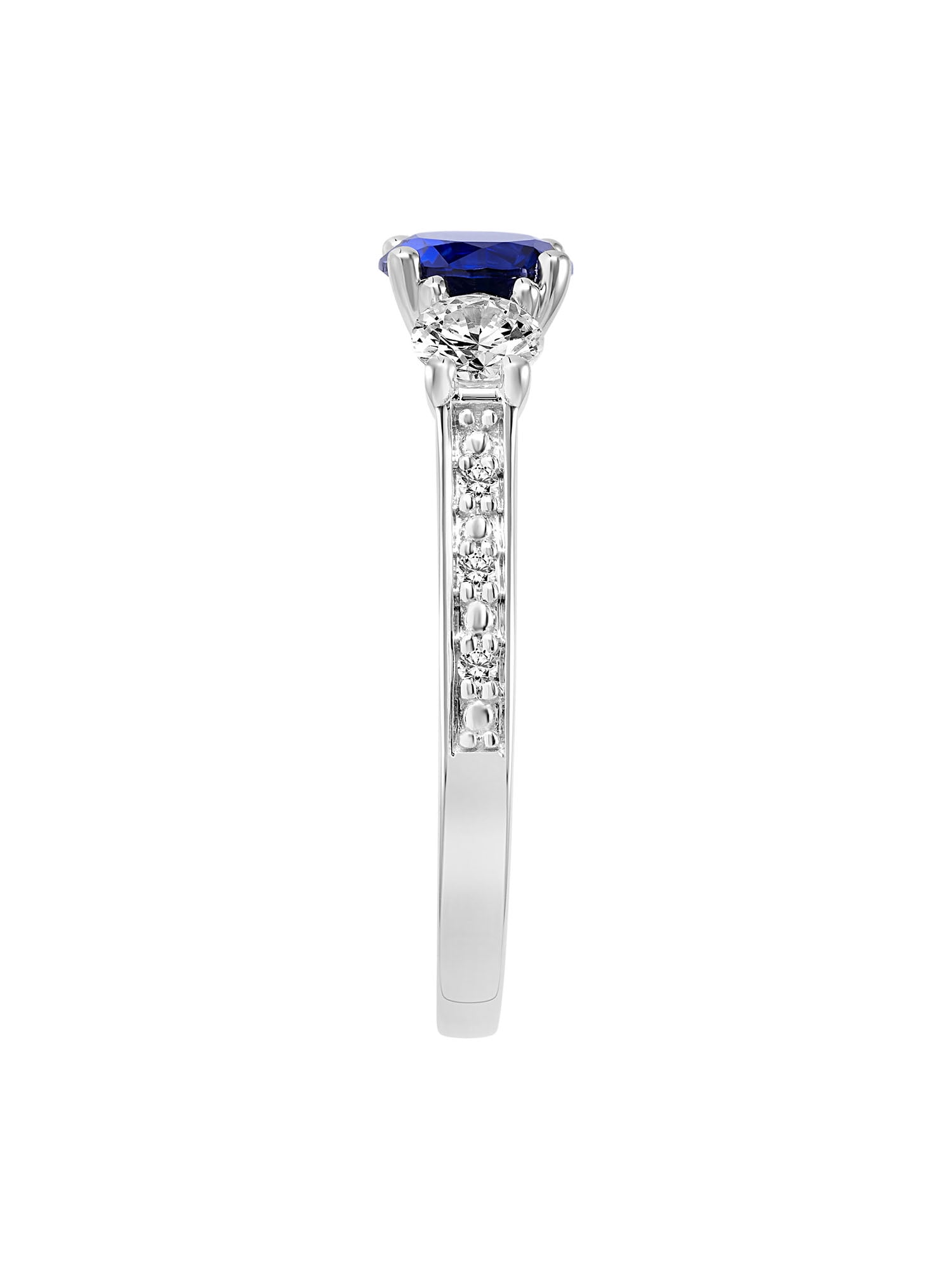 1 3/4 Carat T.G.W. Created Blue and White Sapphire and Diamond-Accent Sterling Silver Women’s Engagement Ring