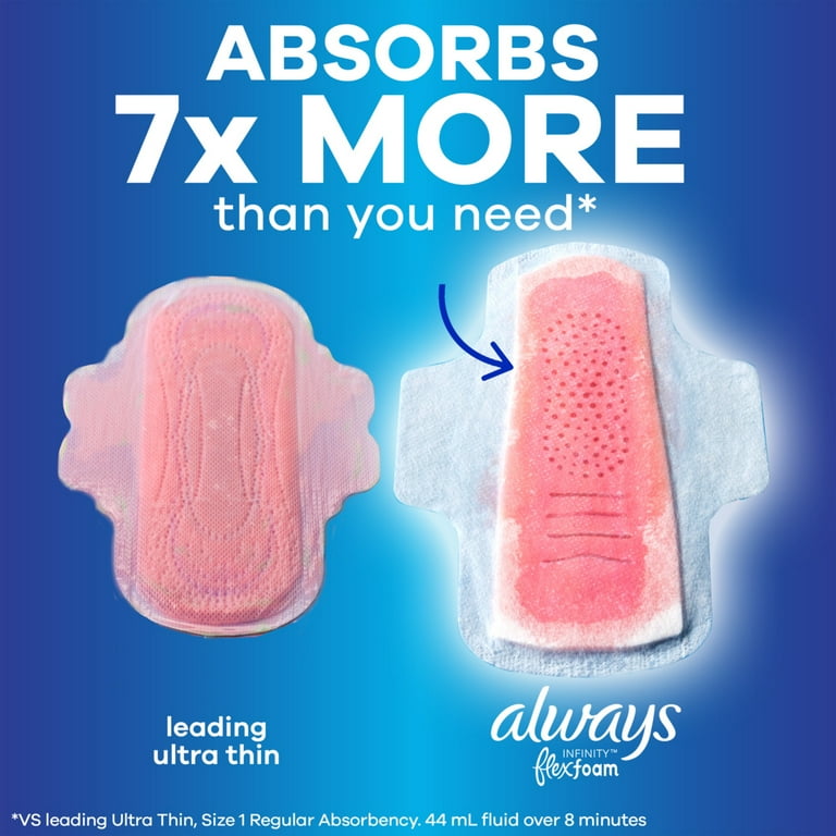 Always Infinity Feminine Pads, Size 4, Overnight, Wings, Unscented