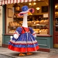 thumbnail image 5 of AZXY 23" Porch Goose Outfit, 4th of July Patriotic Clothes for Cement & Plastic Goose Statue, Independence Day Decor with Firework Lace Dress & Hat, Large Goose Costume for Yard Patio Desk, 5 of 9
