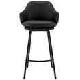 thumbnail image 3 of Home Square 30" Faux Leather Metal Swivel Bar Stool in Black - Set of 2, 3 of 10