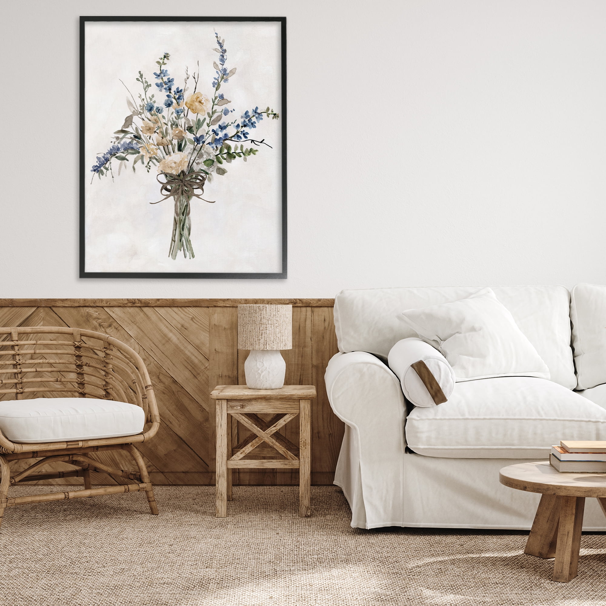Stupell Industries Subdued Flower Bushel Black Framed Giclee Art, design by Carol Robinson