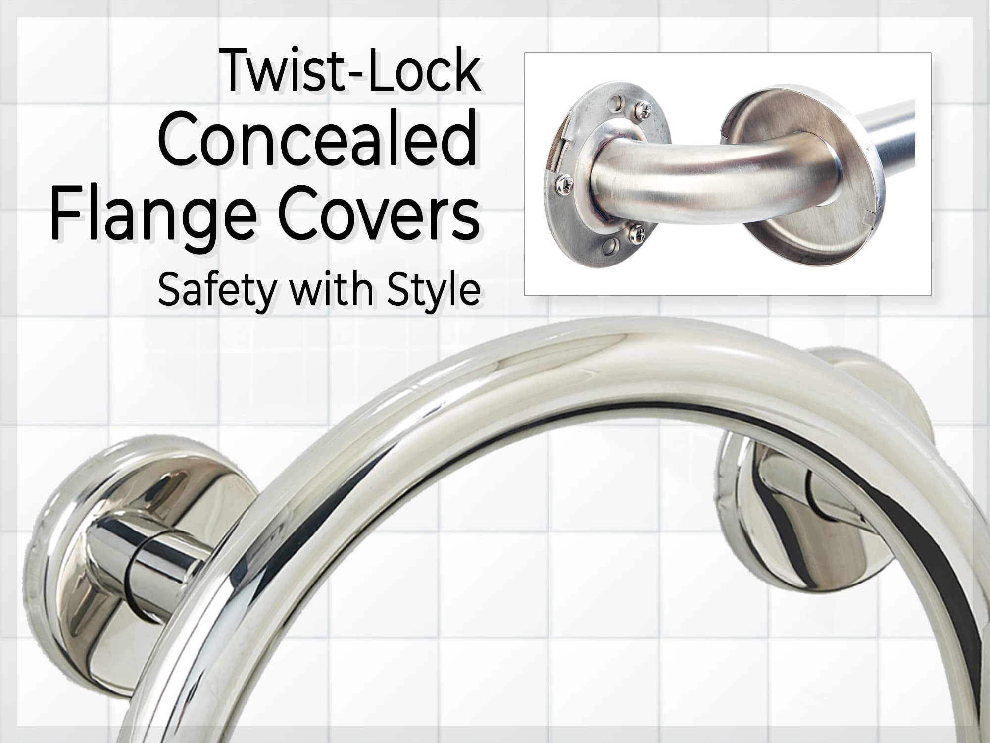 Grab Bar Toilet Paper Holder - Bathroom Safety Aid ADA/304 Stainless Steel/Polished Chrome/ 13" x 8"