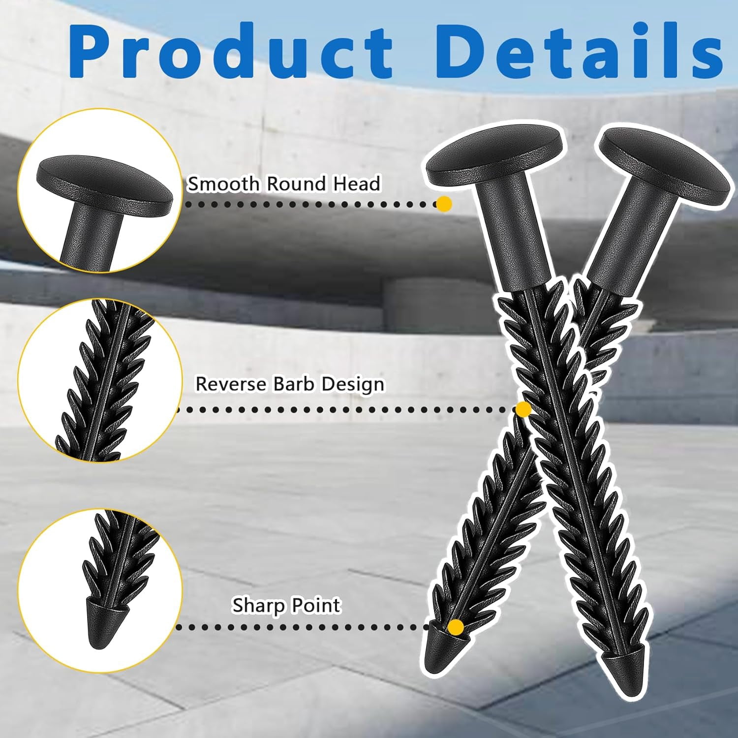 FRKSMD-38 Pack Vinyl Shutter Fasteners for Windows Outside, Plastic Shutter Screws Exterior Window Shutter Pin Pegs for Fixing and Installing (Black)