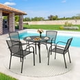 thumbnail image 2 of AECOJOY 5-Piece Patio Metal Dining Set with Round Table Dark Gray 4-Persons, 2 of 8