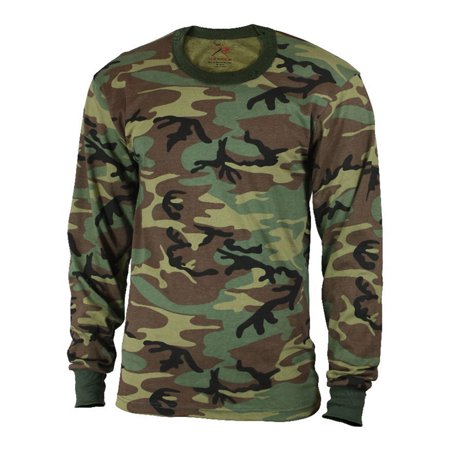 Rothco Men's Long Sleeve Camo T-Shirt, Woodland Camo, Medium