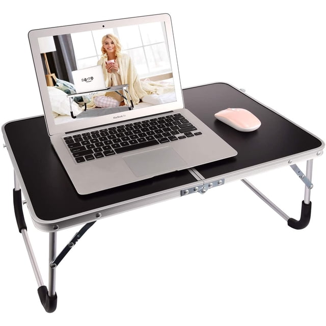 Plateau de Lit Portable pour Ordinateur Portable, Table Pliable avec Fente pour Gobelet, Support pour Cahier, Support de Lecture