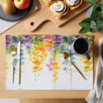 thumbnail image 2 of Vintage Spring Placemats Set of 12, Watercolor Green Purple Yellow Blue Pink Flower Non-Slip Place Mats Washable Table Mats for Kitchen Dining Table Decorations Indoor/Outdoor, 2 of 9