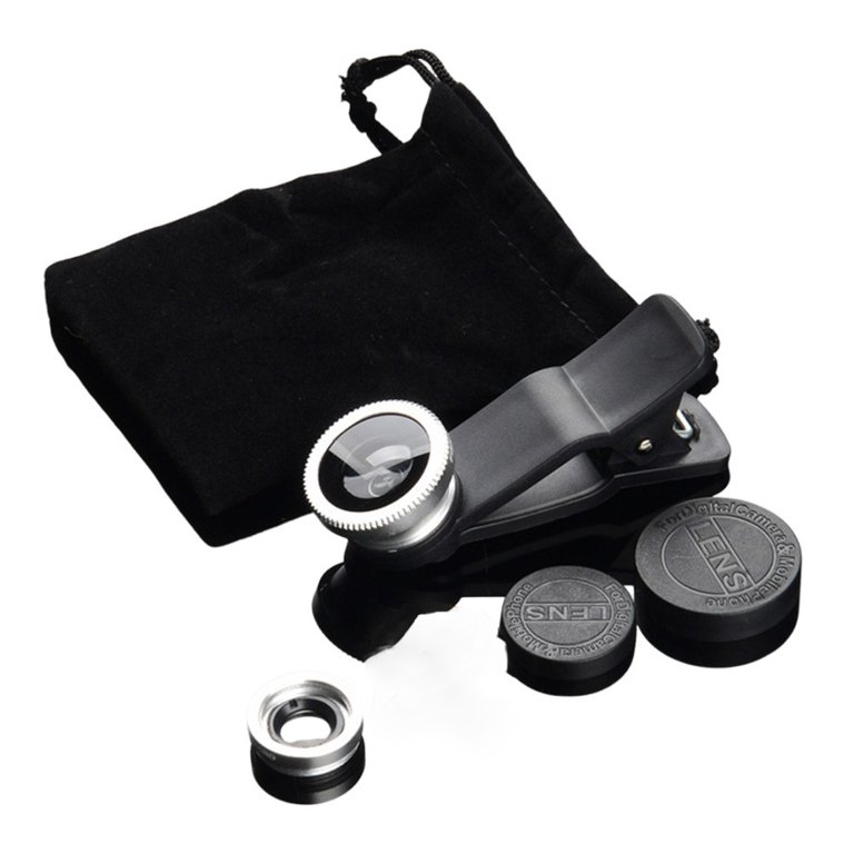 Fish Eye Wide Angle Macro Lens Kit for Mobile Phones, Compatible
