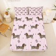 thumbnail image 5 of Homewish Cheetah Dachshund Pattern Queen Sheets,Pink White Stripes Queen Sheet Sets,Lovely Bow Decor,4-Piece,1 Flat Sheet, 1 Fitted Sheet and 2 Pillowcases, 5 of 6