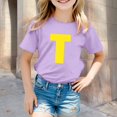 thumbnail image 2 of Little Girls Letter Printed T-Shirt Casual Short Sleeve Top Summer T-Shirts Light Purple,6-7T Girls T Shirts, 2 of 4