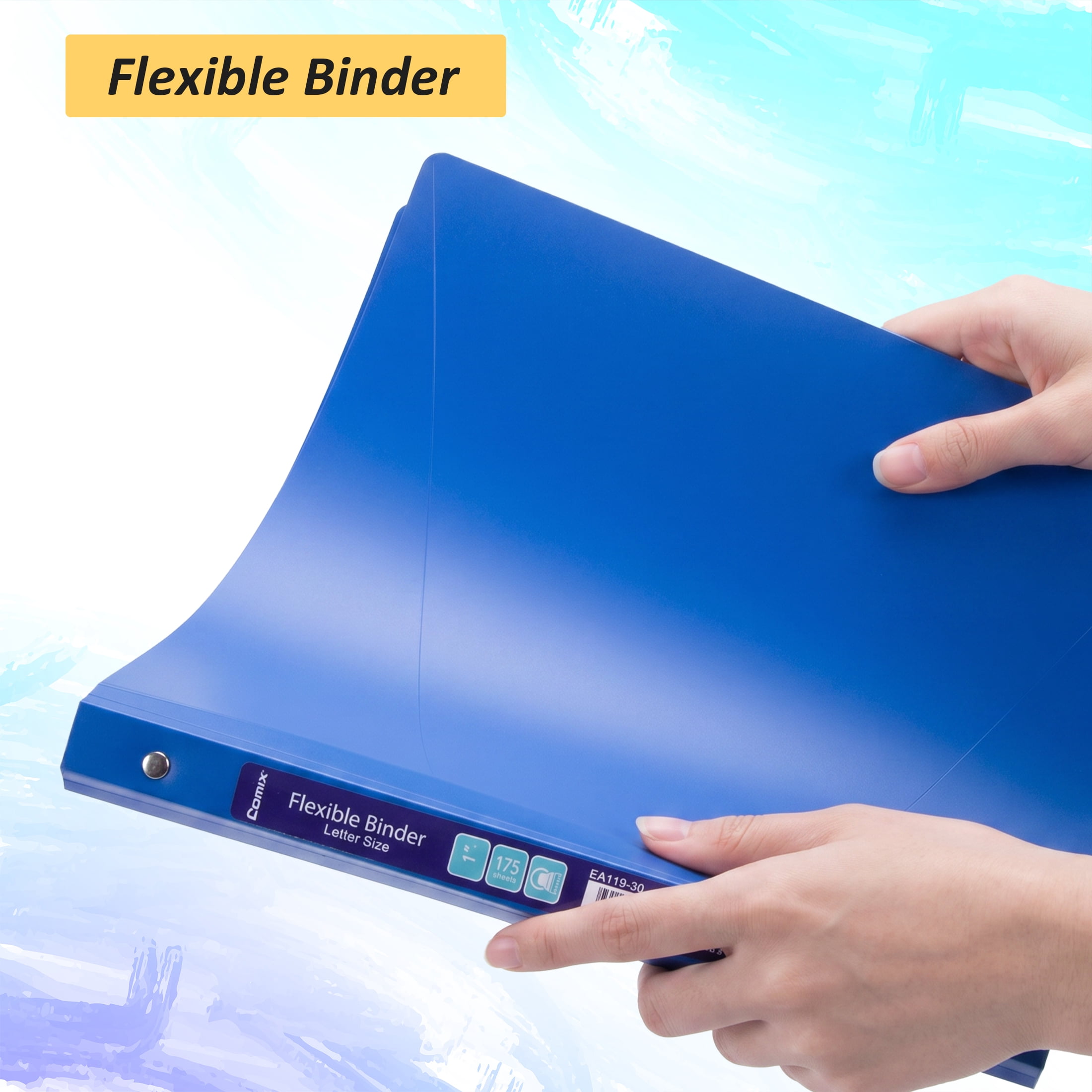 Comix 3 Rings Binder 1 inch Round Ring, 175 Sheets Organizer with Pockets, 4-Pack Assorted Color School Supplies