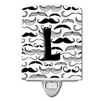 Caroline's Treasures CJ2009-LCNL Letter L Moustache Initial Ceramic Night Light, 6x4x3", multicolor