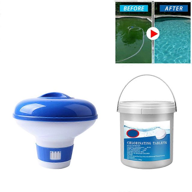 300g Pool Cleaning Tablet + Floating Chlorine Chemical Dispenser For Hot Tub Swim