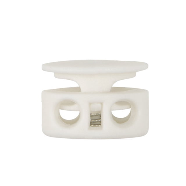 Minnieouse 100 piezas Tapón de plástico Cordón Cordón Topes de bloqueo Orificio doble simple Resorte Frijol Clip Palanca Blanco 14 1.551.05 Type2 NO2