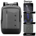 thumbnail image 3 of Mochila para portátil de viaje de negocios, bolsa para portátil con puerto de carga USB, gris oscuro, 3 of 6