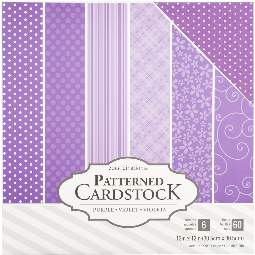 Core'dinations Value Pack Patterned Cardstock 12"X12" 60/PkgPurple