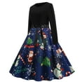 thumbnail image 1 of Fridja Robe Rétro Rockabilly Patchwork pour Femme Robes Noël Nœud Robe de Fête, 1 of 8