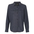 thumbnail image 1 of Burnside Womens Long Sleeve Solid Flannel Shirt, L, Denim, 1 of 3
