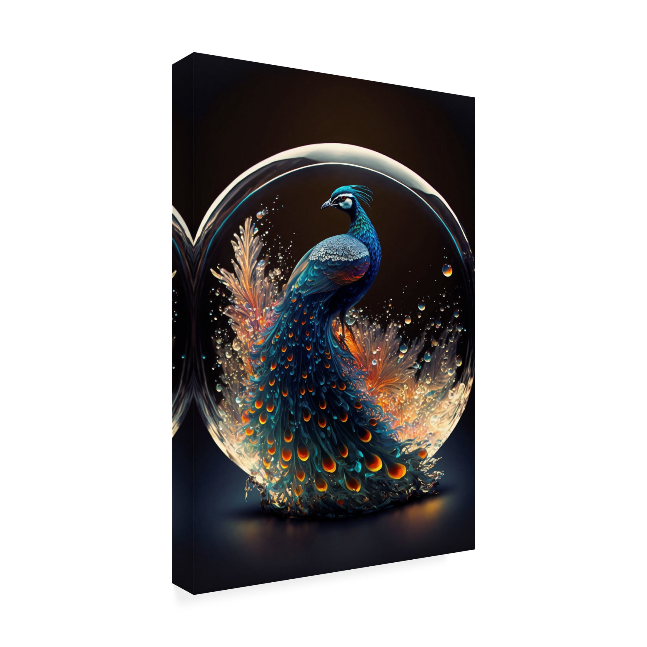 Canvas Wall Art - Ray Heere 'Proud Peacocks 7' Wall Art for Living Room, Bedroom, or Office Décor by Trademark Fine Art - 22 x 32 Inches